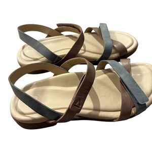 Abeo Kai Metallic Bronze and Silver Strappy Leather Sandals